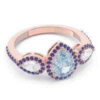 Halo Three Stone Pear Shape Varsana Ring