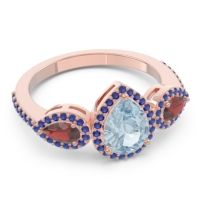 Halo Three Stone Pear Shape Varsana Ring