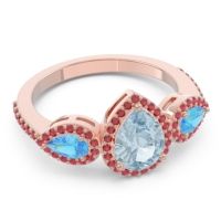 Halo Three Stone Pear Shape Varsana Ring