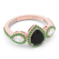 Halo Three Stone Pear Shape Varsana Ring