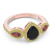 Halo Three Stone Pear Shape Varsana Ring