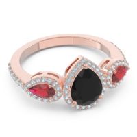 Halo Three Stone Pear Shape Varsana Ring