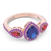 Halo Three Stone Pear Shape Varsana Ring