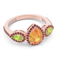 Halo Three Stone Pear Shape Varsana Ring