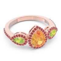 Halo Three Stone Pear Shape Varsana Ring