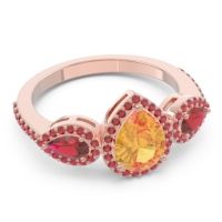 Halo Three Stone Pear Shape Varsana Ring
