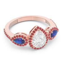 Halo Three Stone Pear Shape Varsana Ring