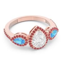 Halo Three Stone Pear Shape Varsana Ring