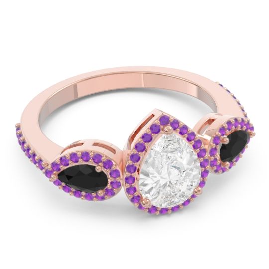 Halo Three Stone Pear Shape Varsana Ring