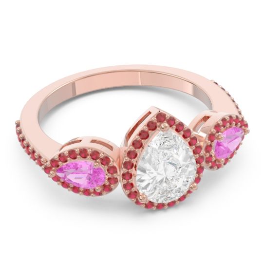 Halo Three Stone Pear Shape Varsana Ring