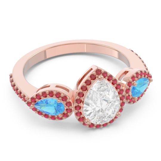 Halo Three Stone Pear Shape Varsana Ring