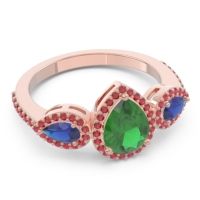 Halo Three Stone Pear Shape Varsana Ring