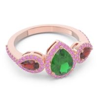 Halo Three Stone Pear Shape Varsana Ring
