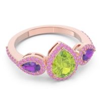 Halo Three Stone Pear Shape Varsana Ring