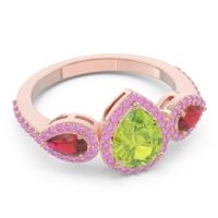 Halo Three Stone Pear Shape Varsana Ring