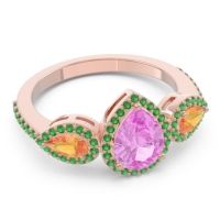 Halo Three Stone Pear Shape Varsana Ring