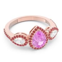 Halo Three Stone Pear Shape Varsana Ring
