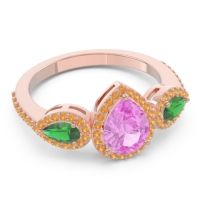 Halo Three Stone Pear Shape Varsana Ring