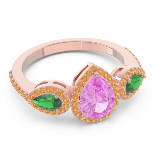 Halo Three Stone Pear Shape Varsana Ring