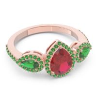 Halo Three Stone Pear Shape Varsana Ring