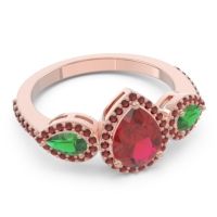 Halo Three Stone Pear Shape Varsana Ring
