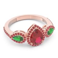 Halo Three Stone Pear Shape Varsana Ring