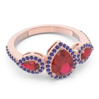 Halo Three Stone Pear Shape Varsana Ring