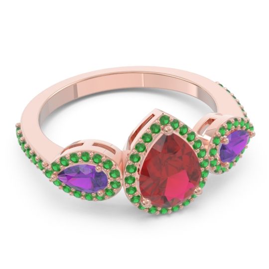Halo Three Stone Pear Shape Varsana Ring