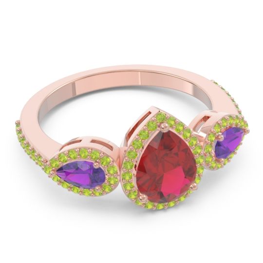 Halo Three Stone Pear Shape Varsana Ring
