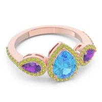 Halo Three Stone Pear Shape Varsana Ring
