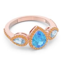 Halo Three Stone Pear Shape Varsana Ring