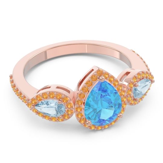 Halo Three Stone Pear Shape Varsana Ring