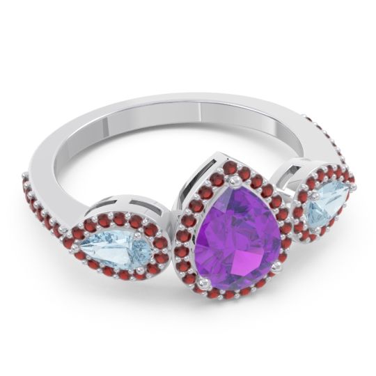 Halo Three Stone Pear Shape Varsana Ring