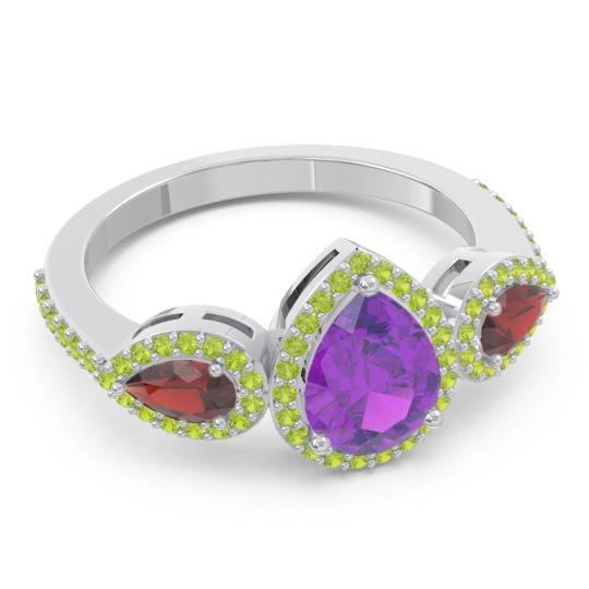 Halo Three Stone Pear Shape Varsana Ring