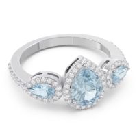 Halo Three Stone Pear Shape Varsana Ring