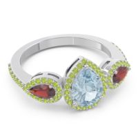 Halo Three Stone Pear Shape Varsana Ring