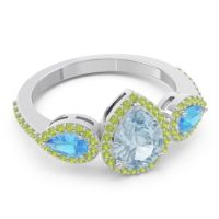 Halo Three Stone Pear Shape Varsana Ring