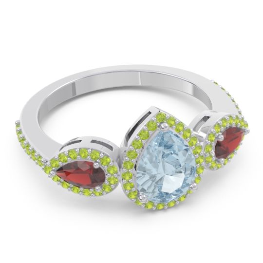 Halo Three Stone Pear Shape Varsana Ring