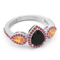Halo Three Stone Pear Shape Varsana Ring