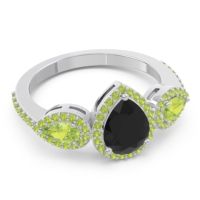 Halo Three Stone Pear Shape Varsana Ring