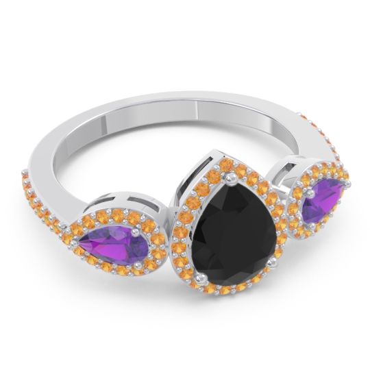 Halo Three Stone Pear Shape Varsana Ring