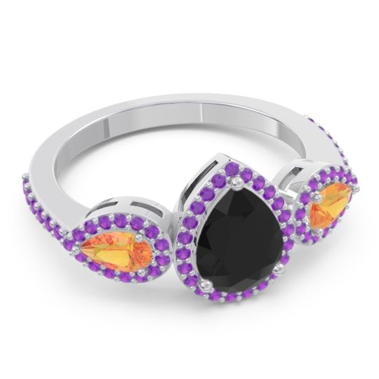 Halo Three Stone Pear Shape Varsana Ring