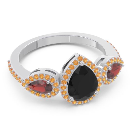 Halo Three Stone Pear Shape Varsana Ring