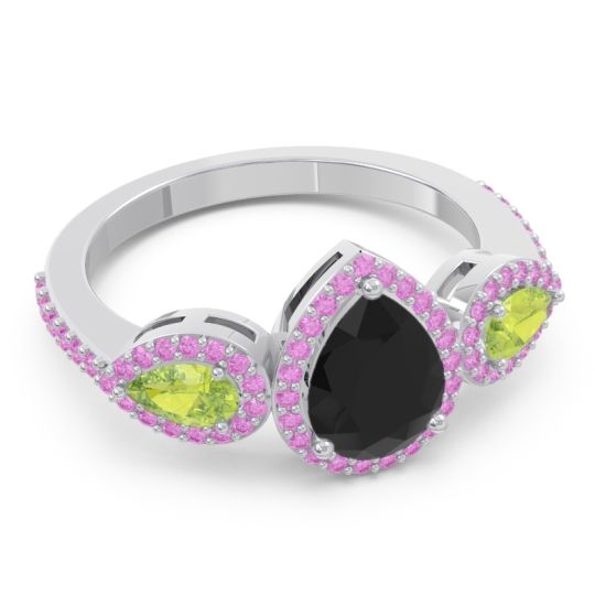 Halo Three Stone Pear Shape Varsana Ring