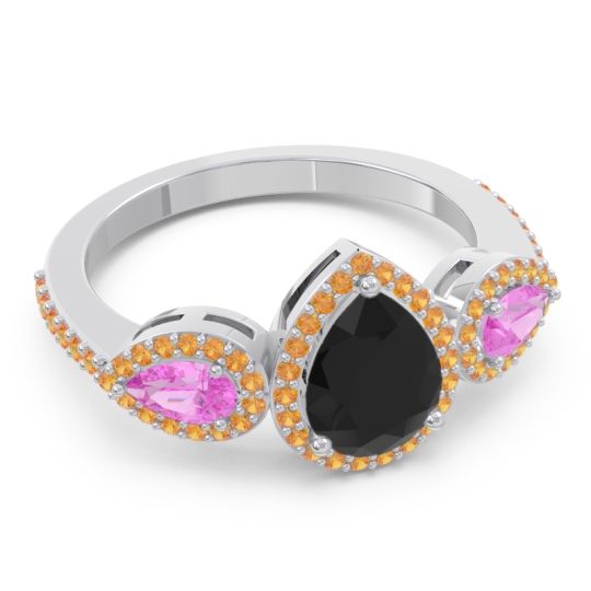 Halo Three Stone Pear Shape Varsana Ring