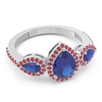 Halo Three Stone Pear Shape Varsana Ring