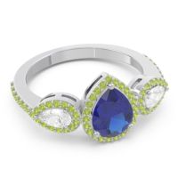 Halo Three Stone Pear Shape Varsana Ring