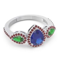 Halo Three Stone Pear Shape Varsana Ring