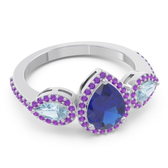 Halo Three Stone Pear Shape Varsana Ring