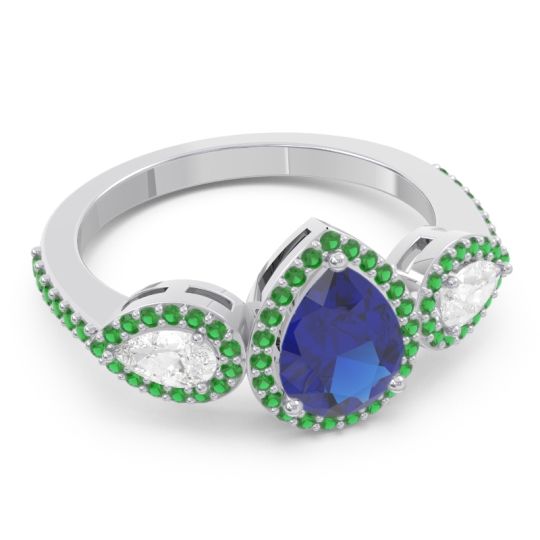 Halo Three Stone Pear Shape Varsana Ring